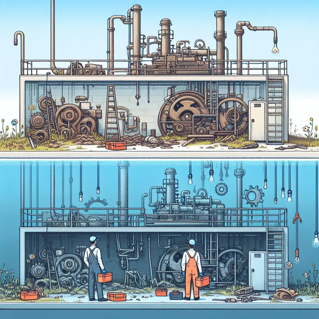The hidden costs of poor asset management and how to avoid them 3 Detailed image of a maintenance process at an industrial plant, with technicians on site.