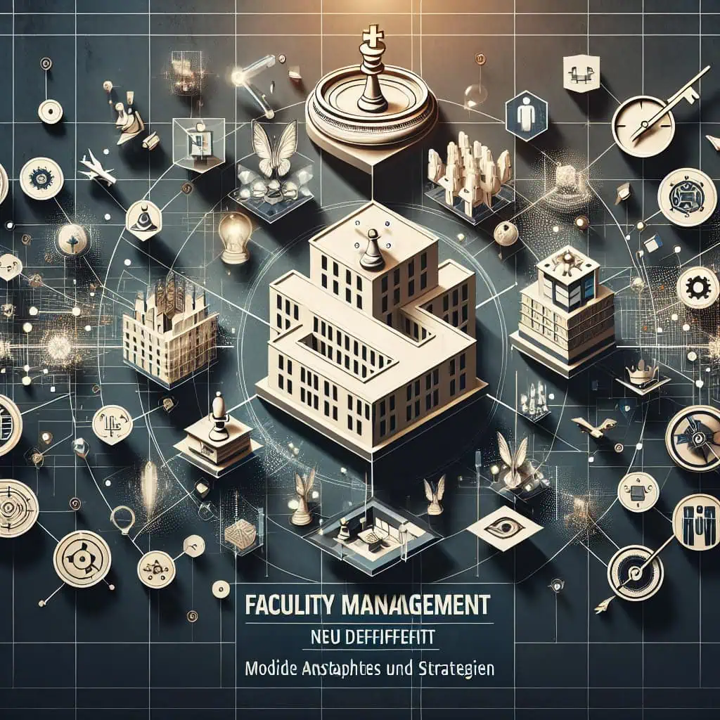 Facility Management neu definiert: Moderne Ansätze und Strategien 16 Verschlüsselter Computer-Aided Facility Management (CAFM) mit digitaler Netzwerkstruktur und strategischer Planung.