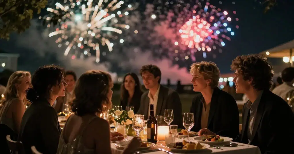 New Year's resolutions for facility managers in 2026 1 Festive evening gathering with fireworks in the background.